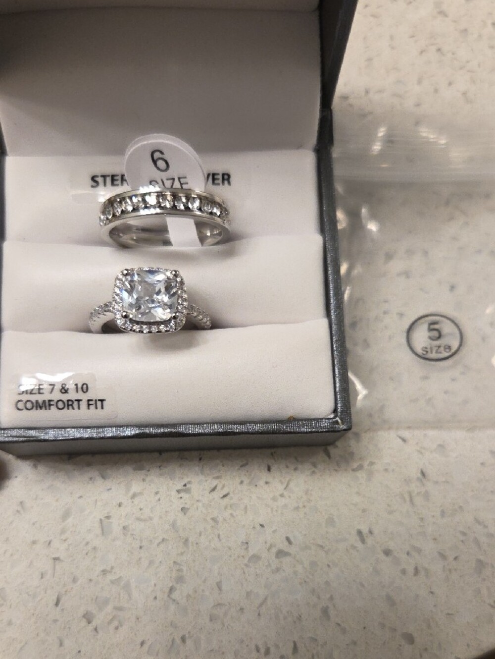 Fine Jewelry Silver-Tone Cushion Halo Ring Set - Clear Cubic ZIRCONA - Picture 3 of 3